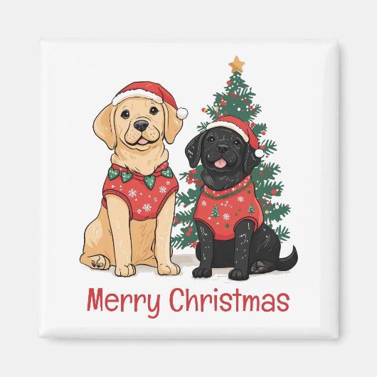 Frohe Weihnachten Labrador Retriever Hunde Magnet (Vorne)