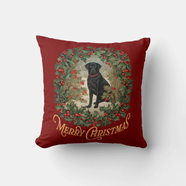Frohe Weihnachten Labrador Retriever Kissen (Vorderseite)