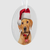 Frohe Weihnachten Labrador Welpe in Weihnachtsmann Ornament (Vorderseite)