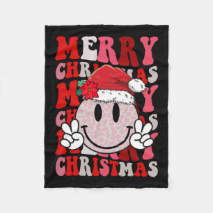 Frohe Weihnachten Lächeln Gesicht Weihnachtsmann H Fleecedecke