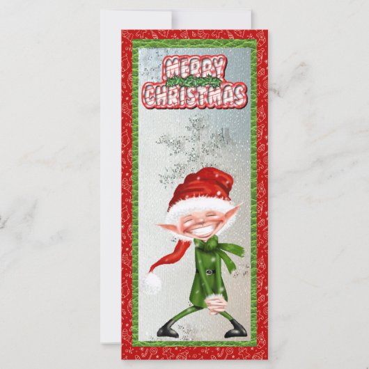 Frohe Weihnachten lächelnd Elf-Flachkarte (Vorderseite)