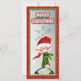 Frohe Weihnachten lächelnd Elf-Flachkarte