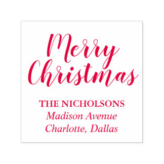 Frohe Weihnachten Lässig Red Script Holiday Permastempel