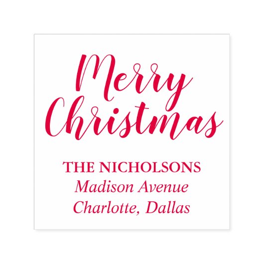 Frohe Weihnachten Lässig Red Script Holiday Permastempel (Design)