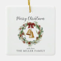 Frohe Weihnachten, Laubkranz mit goldenen Glocken