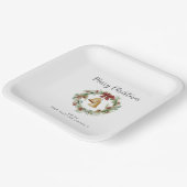 Frohe Weihnachten, Laubkranz mit goldenen Glocken Pappteller (Gewinkelt)