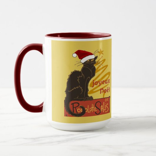 Frohe Weihnachten Le Chat Noir mit stilisiertem go Tasse (Links)