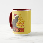 Frohe Weihnachten Le Chat Noir mit stilisiertem go Tasse (Vorderseite Links)