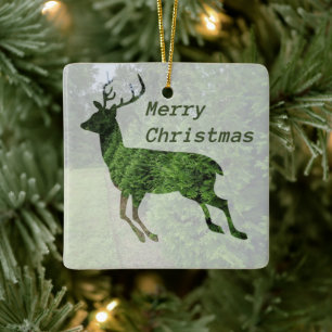 Frohe Weihnachten Leaping Deer Ornament