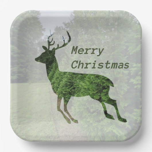 Frohe Weihnachten Leaping Hirsch Papierplatte Pappteller (Vorderseite)