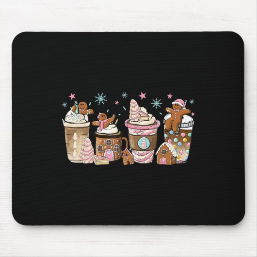Frohe Weihnachten Lebkuchen Kaffee Cups Lat Mousepad (Vorne)