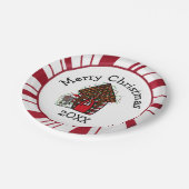 Frohe Weihnachten Lebkuchenhäuschen-Teller Pappteller (Schrägansicht)