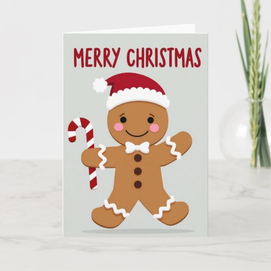 Frohe Weihnachten Lebkuchenmann Karte (Vorderseite)