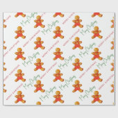 Frohe Weihnachten Lebkuchenmann-Muster-Script Geschenkpapier (Flach)