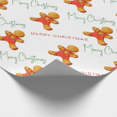 Frohe Weihnachten Lebkuchenmann-Muster-Script Geschenkpapier (Ecke)