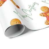Frohe Weihnachten Lebkuchenmann-Muster-Script Geschenkpapier (Rolleneckpunkt)