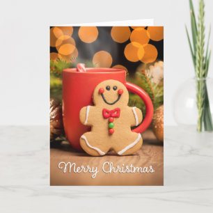 Frohe Weihnachten Lebkuchenmann und heiße Schokola