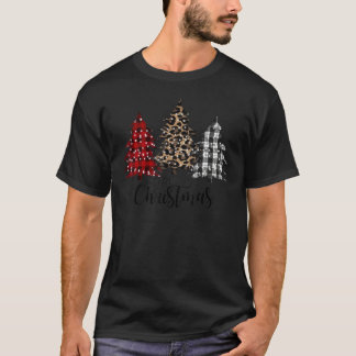 Frohe Weihnachten Leopard Buffalo Kariert Weihnach T-Shirt