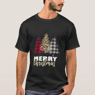 Frohe Weihnachten Leopard Buffalo Karierten Weihna T-Shirt