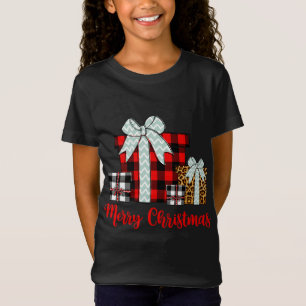 Frohe Weihnachten Leopard Buffalo Karierten Weihna T-Shirt