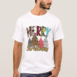 Frohe Weihnachten Leopard Buffalo Karierten Weihna T-Shirt