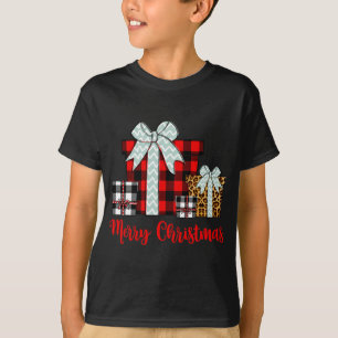 Frohe Weihnachten Leopard Buffalo Karierten Weihna T-Shirt