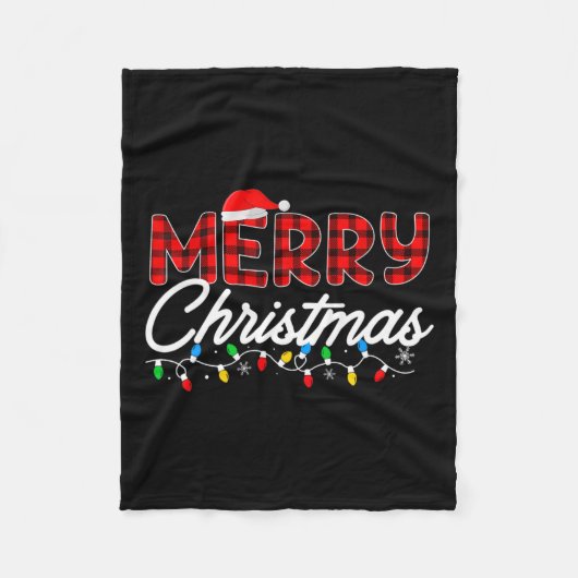 Frohe Weihnachten Leopard Buffalo Red Kariert für Fleecedecke (Vorderseite)