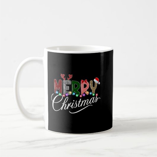 Frohe Weihnachten Leopard Buffalo Red Kariert für Kaffeetasse (Links)