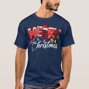 Frohe Weihnachten Leopard Buffalo Red Kariert Sant T-Shirt