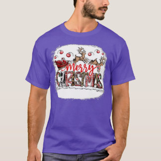 Frohe Weihnachten Leopard Buffalo Rote Karierte Ki T-Shirt
