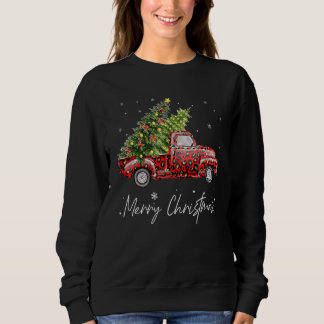Frohe Weihnachten Leopard Buffalo Truck Xmas Tree Sweatshirt