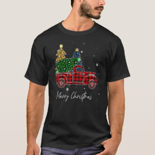 Frohe Weihnachten Leopard Büffel LKW Baum Rot Pla T-Shirt