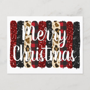 Frohe Weihnachten Leopard Glitter Glam Pinselstric