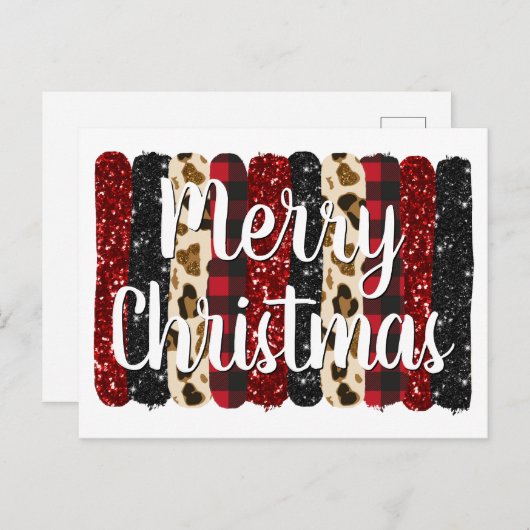 Frohe Weihnachten Leopard Glitzer Glam Brush Strok (Vorne/Hinten)