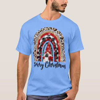 Frohe Weihnachten Leopard Gnome Lover Rainbow Stoc T-Shirt