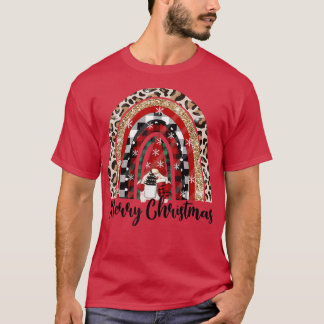 Frohe Weihnachten Leopard Gnome Lover Rainbow Stoc T-Shirt