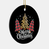 Frohe Weihnachten Leopard Kariert Tree Xmas Urlaub Keramik Ornament (Rechts)
