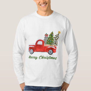 Frohe Weihnachten Leopard Karierten Weihnachtsbaum T-Shirt
