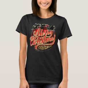 Frohe Weihnachten Leopard Print Retro Weihnachten T-Shirt