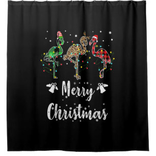 Frohe Weihnachten Leopard Red Green Kariert Flamin Duschvorhang