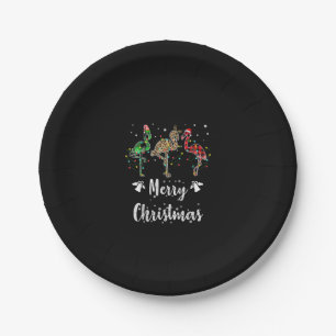 Frohe Weihnachten Leopard Red Green Kariert Flamin Pappteller