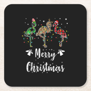 Frohe Weihnachten Leopard Red Green Kariert Flamin Rechteckiger Pappuntersetzer