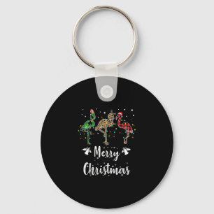 Frohe Weihnachten Leopard Red Green Kariert Flamin Schlüsselanhänger