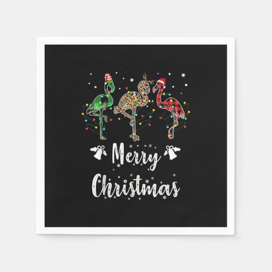 Frohe Weihnachten Leopard Red Green Kariert Flamin Serviette (Vorderseite)