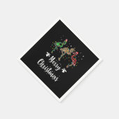 Frohe Weihnachten Leopard Red Green Kariert Flamin Serviette (Ecke)