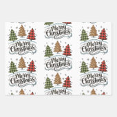Frohe Weihnachten Leopard Tree Red Buffalo Kariert Geschenkpapier Set (Vorderseite)