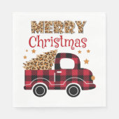 Frohe Weihnachten Leopard und Buffalo Kariert Serviette (Vorderseite)