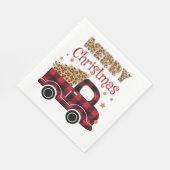 Frohe Weihnachten Leopard und Buffalo Kariert Serviette (Ecke)
