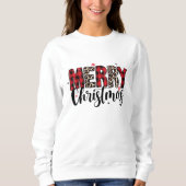 Frohe Weihnachten Leopard und Karo Sweatshirt (Vorderseite)