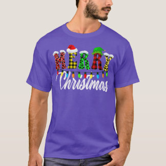 Frohe Weihnachten Leopard Weihnachtslicht Kariert T-Shirt